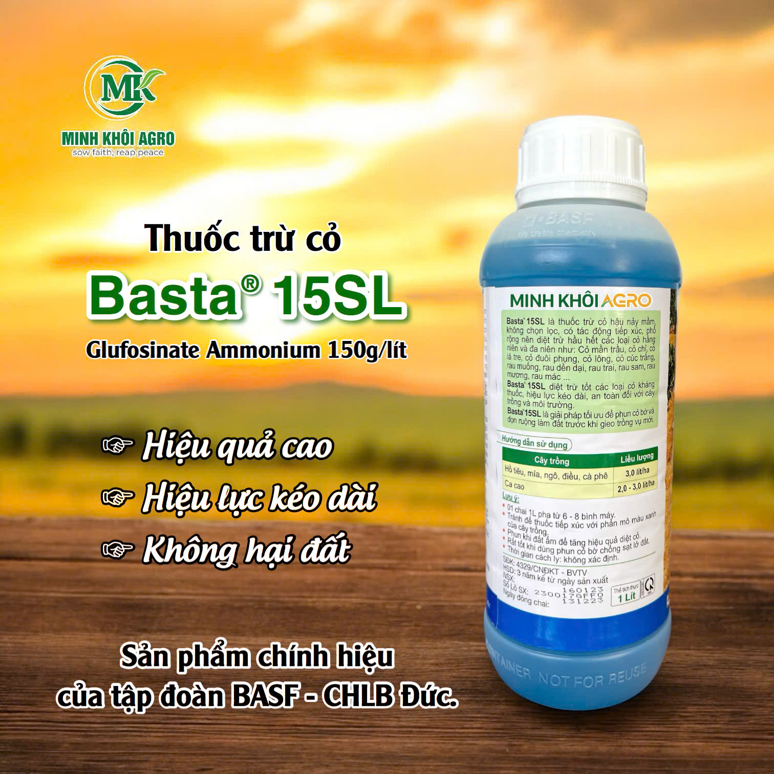 Thuốc trừ cỏ Basta 15SL - Chai 1 lít (Chính hãng BASF)